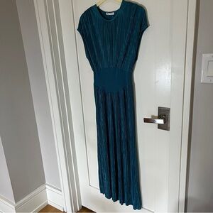 Zara Pleated Teal Midi Dress. Size Medium.